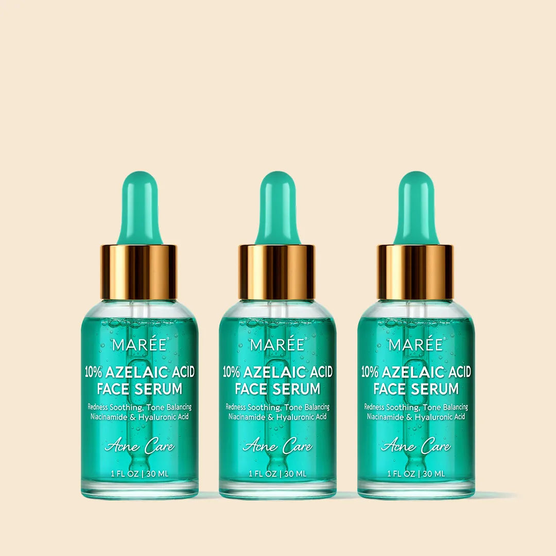 Marée azelaic acid serum bottle against a clean neutral background, a lightweight redness-soothing treatment for sensitive skin