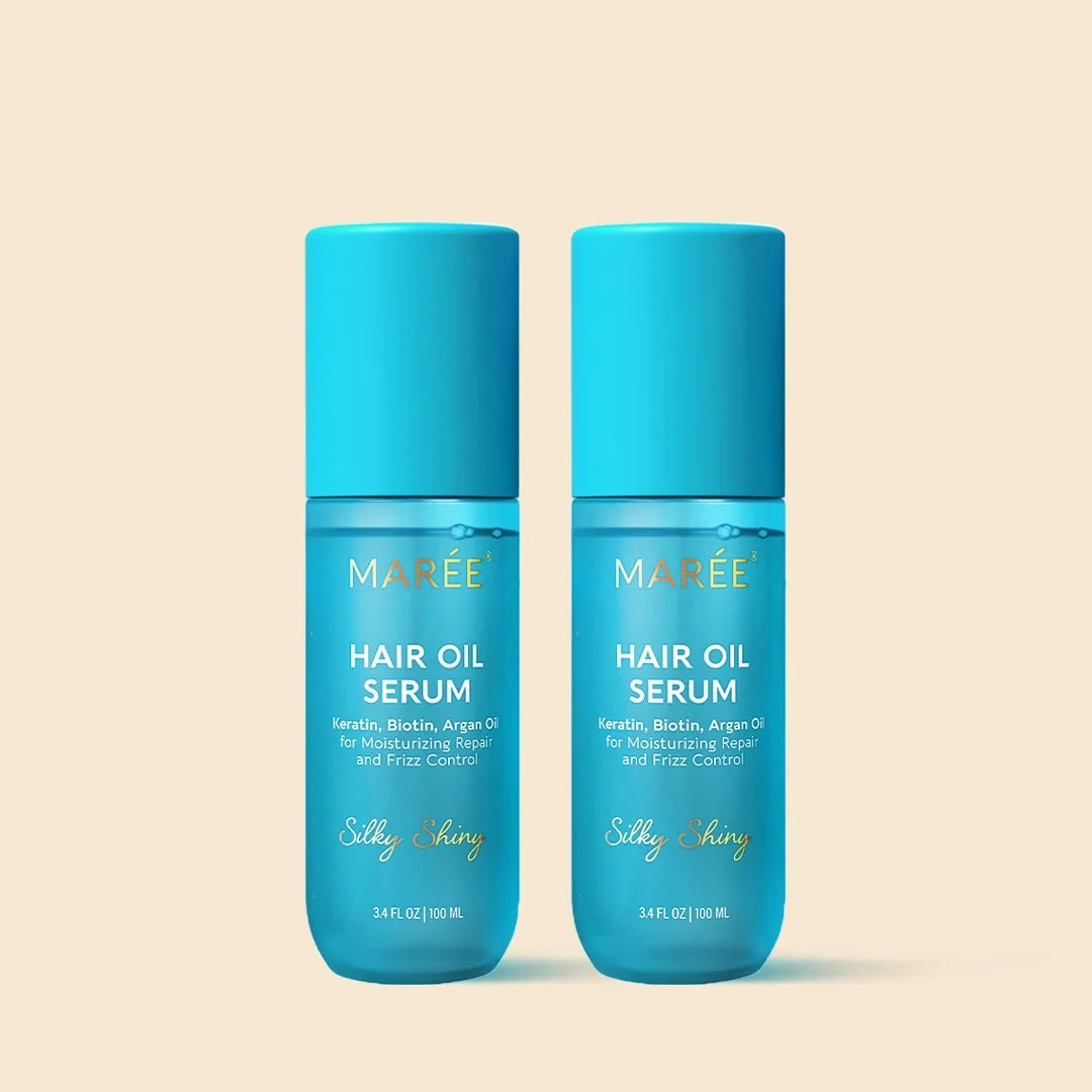 Maree keratin argan oil hair serum bottle for smooth, frizz-free, shiny hair