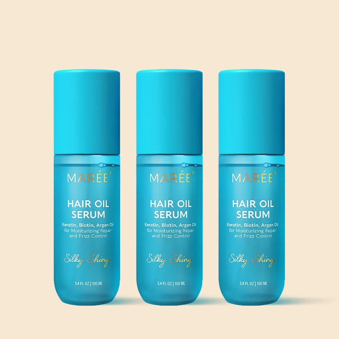 Maree keratin argan oil hair serum bottle for smooth, frizz-free, shiny hair