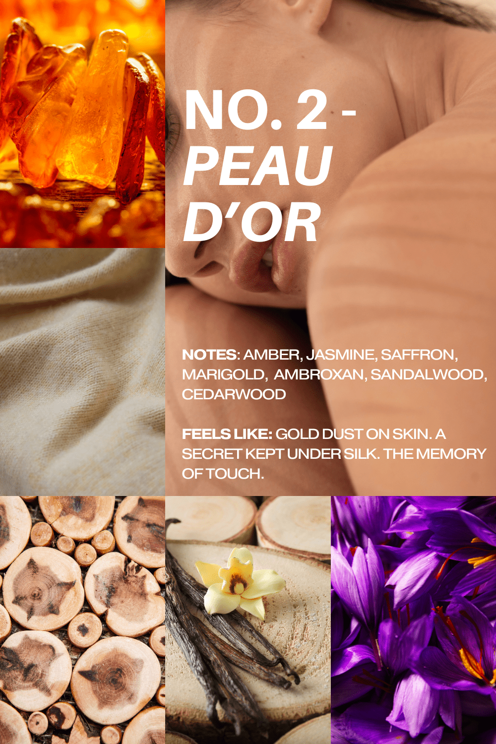 Les Deux Fragrances No. 2 Peau d'Or perfume bottle with amber and gold tones on a neutral background