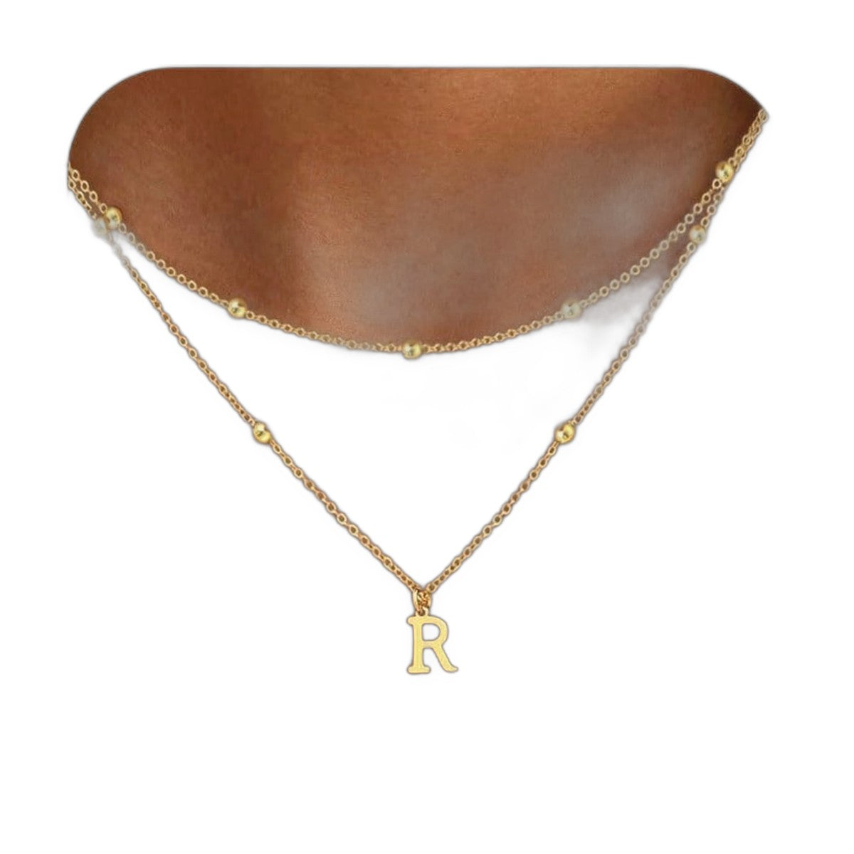 Gold Initial Pendant Necklace - Layering Jewelry