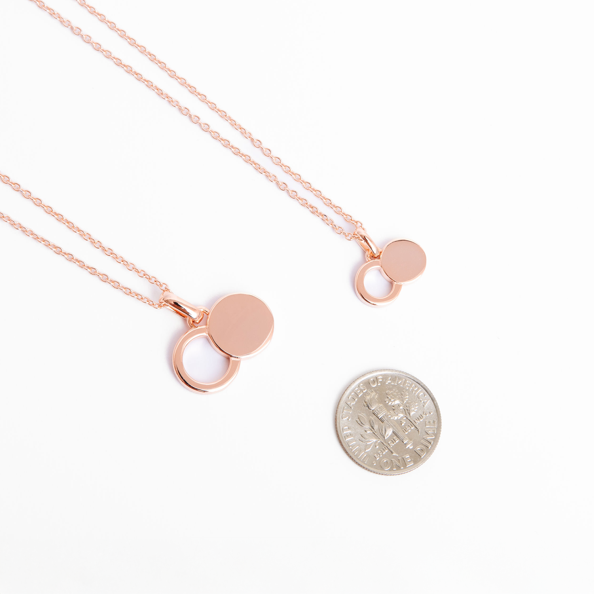 Sterling silver empty tomb pendant necklace with two-circle infinity silhouette on a delicate 19.5-inch chain
