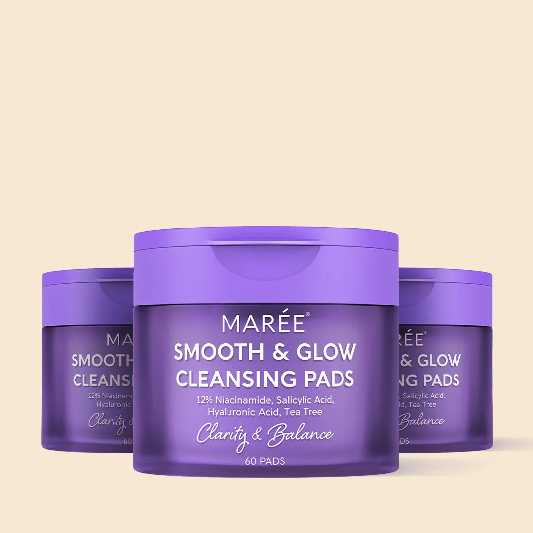 12% niacinamide and hyaluronic acid exfoliating pads in minimalist packaging, shown on a clean skincare flat lay